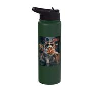 Sunglasses Cat Eating Pizza Nocturne Night Road Stainless Steel Insulated Water Bottle