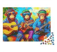 Sunglasses Chimps Band Colourful Three Cool Monkeys with Guitars 1000 Pieces Jigsaws Adults The Impossible Challenge Home Activity 70x50cm/1000pcs