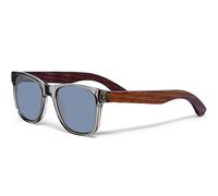 Sunglasses for Men & Women Wood | Premium Real Walnut Wooden Temples & Grey Transparent Acetate | Polarized Cat3 CE UV400 Protective Lenses (silver)