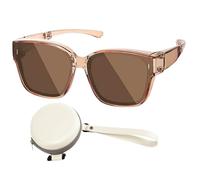 Sunglasses for Wearing Over Glasses, UV Protection Folding Sunglasses, Stylish Glasses for Outdoor, Driving, Travel, Cycling, Fishing, Hiking for Men and Women, Brown tea, Siehe Beschreibung