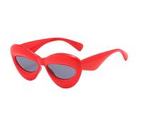 Sunglasses for Women FashionRimless Tone Trendy Women Fashion Retro Street Shot Glasses PC Frame Sunglasses Baseball Flip up for Men (Red, One Size)