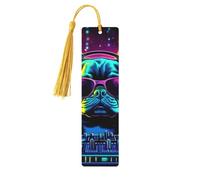 Sunglasses French Bulldog Unique Double-Sided Artwork Printed Wooden Bookmarks, Artistic Book Accessories Birthday Presents for Men Women Presents for Book Lovers