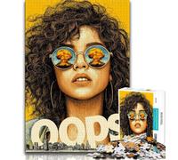 Sunglasses Girl Jigsaw Puzzles for Adults 1000 Pieces,Challenging To Complete But Fun And Humorous with Matching Poster And Trivia Sheet 38x26cm
