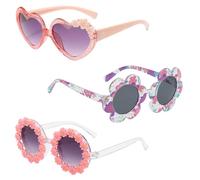 Sunglasses Girls Fashion Sunglasses UV Protection 3 Pieces Heart Shaped Flower Design Butterfly Detail Colourful Summer Accessory