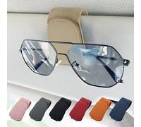 Sunglasses Holder for Car Sun Visor, Sunglass Holder for Car, Magnetic Leather Eyeglass Holders, Eyeglasses Hanger Ticket Card Clip, Universal Sunglass Holders, Car Accessories for Women (Beige)
