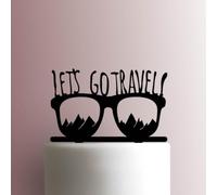 Sunglasses Lets Go Travel Acrylic Cake Topper 3mm Thick Premium Laser Cut Cake Decoration for Birthday, Wedding, Baby Shower & Party Cakes Durable Reusable