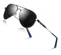 Sunglasses Mens Polarised Sunglasses Womens Pilot Sun glasses Black Designer UV Protection Mirrored Reflective Dark Shades for Driving Hiking Running (Black New)