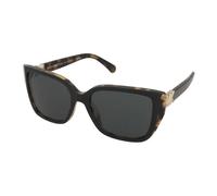 Michael Kors Women's Mk2199 Acadia Rectangular Sunglasses, Black, amber, 55 mm