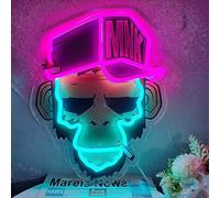 Sunglasses Monkey UV Print Neon Sign for Man Cave Bedroom Room Lights Neon Light Up Signs Decorations Birthday Party