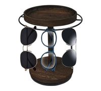 Sunglasses Organizer - 360 Degree Rotating Glasses Stand With Tray And Base | Wooden Eyeglass Display Holder For Dresser Desk Vanity Bedroom Nightstand