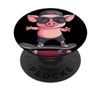 Sunglasses Pig Costume with Skateboard for Skateboarder PopSockets Adhesive PopGrip