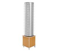 Sunglasses Retail Display Rack, 6-Sided Sunglass Display Rack, 114-Pair Eyewear Holder, 360°Rotating, with Storage Cabinet & 4 Swivel Wheels for Retail Exhibition(Silver&Yellow) (Silver&Yell