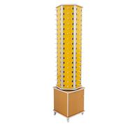 Sunglasses Retail Display Rack, 6-Sided Wood Floor-standing Eyeglass Holder, 102-Pair Eyewear Holder, 360°Rotating, with Storage Cabinet & 4 Swivel Wheels for Retail Exhibition(Yellow) (Yell