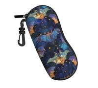 Sunglasses Soft Case Bats Watercolor Style Halloween Mystery Dark Eyeglass Case Zipper Neoprene Ultra Light Eyeglass Safety Bag With Belt Clip