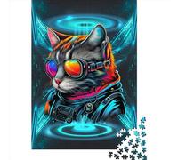 Sunglasses Space Cat Jigsaw Puzzles Game Adult 1000 Piece Jigsaw Paper Creative Jigsaw Puzzle Decompressing Game 1000pcs (38x26cm)