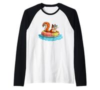 Sunglasses Squirrel in Pool Ring Costume for Boys and Girls Raglan Baseball Tee