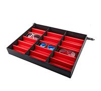 Sunglasses Storage Box, 18 Grids MDF Sunglasses Organiser Glasses Display Box, Sunglasses Holder Storage Box with Folding Lid for Home Glasses Store 18.5x14.6x2.4in