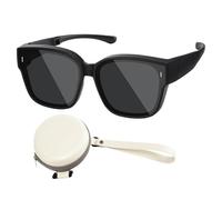 Sunglasses That Can Be Worn Over Glasses, Oversized Fitover Shades, Uv Protection Eyewear, Sun Glare Shield, Fit Stability, 15.5x14x5.8cm, for Driving Travel Sports