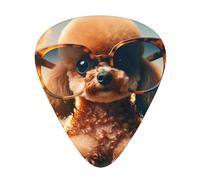 Sunglasses-Toy-Poodle 12 Pack Guitar Picks With 3 Thicknesses And Storage Box, Abs Plectrums For Electric Bass Guitar Players