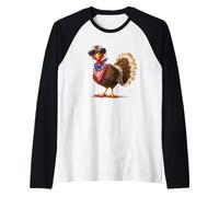 Sunglasses Turkey with Bold Shades for Cool Turkeys Raglan Baseball Tee