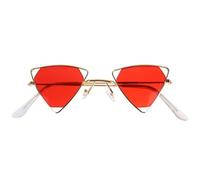 Sunglasses UV Protection Three-pointed Star Metal Frame for Women, Chic | Geometric Cutout Design, Lightweight Feel, Red Lenses Gold Frame, Fashionable Accessory for Outdoor Street Fashion
