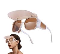 Sunglasses with Sun Visor, Hat Brim Sunglasses, Sun Protection, Removable Cycling Glasses, Waterproof Funny Sunglasses with Sun Visor for Fishing, Hiking, Cycling
