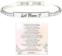 sunglnl Let Them Bracelet For Women, Self Worth Motivational Crystal Energy Chain Bracelets Inspirational Stainless Steel Engraved Bracelet Anniversary Birthday Jewelry Gift, L, Stainless Steel, no