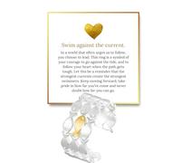 sunglnl Swim Against The Current Ring, Chunky Silver Fish Hope Rings Cute Inspirational Copper Tarnish-Free Adjustable Ring For Women Men The Chosen Gift Jewelry For Friend Family (Silver), Adjustable