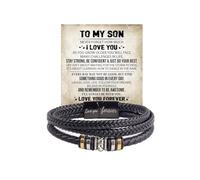 sunglnl To My Son Grandson Bracelet From Mom Grandma, Infinity Knot Love You Forever Linked Together Handmade Leather Cuff Bracelets Mens Birthday Weave Gift Jewelry, L, alloy, no gemstone