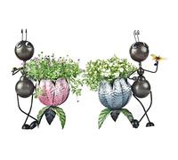 Sungmor 2PC Cute Metal Planters, Beautiful & Adorable Animal Plant Pots, 15 Inches Tall Large Ants Statue, Unique Vintage Decorative Garden Pots for 5.5 Inches Flowers, Plants, Herbs, Succulents