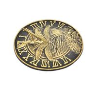 Sungmor Cast Iron Dragonfly Sundial, 10 Inch Dia Vintage Sun Dial Dragonfly & Lotus Decor, Verdigris Finish with Gold Highlights, Outdoor Decorative Clock, Pretty Garden Patio Ornament