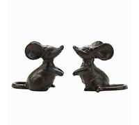 Sungmor Cast Iron Little Cute Mouse Ornament - Decorative & Lovely Figurine Indoor Outdoor Statues - Interesting Animal Sculpture Home Decoration - 2PC PACK & Brown Color