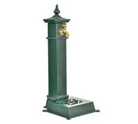 Sungmor Cast Iron Outdoor Water Column with Faucet, Freestanding Floor Mounted Hydrant Water Tap, Decorative Fountain,Green