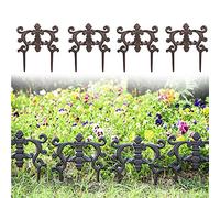 Sungmor Decorative Cast Iron Flower Bed Edging for Landscaping, 4PC Heavy Duty & Sturdy Low Garden Fence, 9.4" Tall Small Picket Fence, Pretty Vintage Lawn Edge Barrier, Outdoor Yard Decor Stakes
