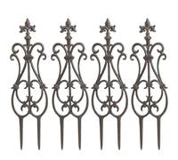 Sungmor Decorative Cast Iron Flower Bed Fence, 28" Tall Vintage Garden Edging Border, 4 Pack Heavy Duty Landscape Picket Fence Panels, Outdoor Plant Support Garden Stake, Victorian Yard Lawn Decor