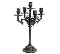 Sungmor Heavy Duty Cast Iron Candlestick Holders - Handcrafted Vintage Candelabra - 43CM/27Inch Tall & 5 Arms Candle Holders - Decorative Pillar Candle Stand for Christmas Birthday Wedding Home Party