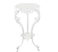 Sungmor Heavy-duty Cast Iron Plant Stand Patio Side Table, 15.3" Wide 27.5" Tall 2-layer Potted Pedestal, Vintage Rust White Planter Holder, Elegant Victorian Style Indoor Outdoor Decorative Pot Stand