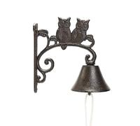 Sungmor Heavy Duty Cast Iron Wall Bell - Decorative Retro Style Lovely Owls Hand Bell - Manually Shaking Wall Hanging Doorbell - Indoor Outdoor Wall Mounted Dinner Bell - Garden Home Wall Decoration