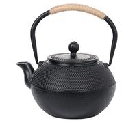 Sungmor Japanese Cast Iron Teapot - Traditional Tetsubin Tea Kettle with Stainless Steel Infuser, Heat Retaining Loose Leaf Teapot for Stove or Tea Ceremony, 42 oz/1200 ml, Black
