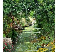 Sungmor Large Wrought Iron Garden Trellises for Climbing Plants - 82.5 Inch Tall & 2PC Green PACK - Beautiful Retro Style Metal Fence Trellis - Gardening Vines Plant Support for Flower Rose Climbing