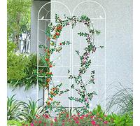 Sungmor Large Wrought Iron Garden Trellises for Climbing Plants - 82.5 Inch Tall & 2PC White PACK - Beautiful Retro Style Metal Fence Trellis - Gardening Vines Plant Support for Flower Rose Climbing