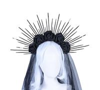 SunGoddess Crown Headband For Women VirginMary Halloween RoseFlower Hairband Party Dress Up Hairhoop Wedding Headpieces