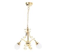 SUNGOOYUE 1:12 Scale Dollhouse Miniature Chandelier, Dollhouse Hanging Ceiling Light with LED Lighting for Home Decor