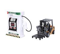 SUNGOOYUE 1:64 Mini RC Forklift, Alloy Remote Control Forklift Toy with Liftable Forks and Hook, Built in Lights and Sounds, for Kids Gift Construction Vehicle Play