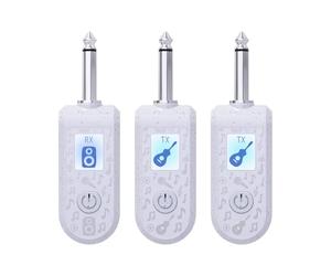 SUNGOOYUE 2.4G Wireless Guitar System, Rechargeable Guitar Wireless Transmitter Receiver Set with 30 to 50m Range, for Electric Bass Piano Musical Instruments (1 for 2)