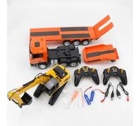 SUNGOOYUE 2.4Ghz RC Construction Truck Excavator Set 1:24 Scale Remote Control Construction Vehicle Model with Light Sound for Kids Boys Play