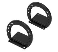 SUNGOOYUE 2 Pack Horse Tie Rings, 11.5x12.5x1.6cm Solid Steel Black Coated Horseshoe Ties Down with 8 Expansion Screws, Prevents Horses From Pulling Back