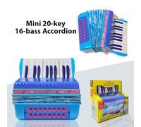 SUNGOOYUE 20 Key Accordion, ABS Material 16 Bass Button Stage Performance Musical Instrument for Beginners, Easy to Learn, Pleasing Sound, Durable Strap, Eco-Friendly Material (Blue)