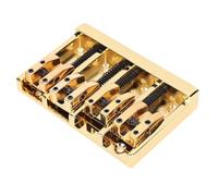 SUNGOOYUE 4 String Bass Guitar Bridge, Zinc Alloy Iron Guitar Bridge Bundle with Adjustable Saddles for Jazz Electric Bass Replacement Parts (Silver Black Golden) (Gold)
