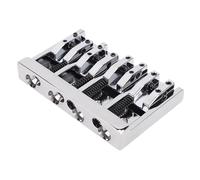 SUNGOOYUE 4 String Bass Guitar Bridge, Zinc Alloy Iron Guitar Bridge Bundle with Adjustable Saddles for Jazz Electric Bass Replacement Parts (Silver Black Golden) (Silver)